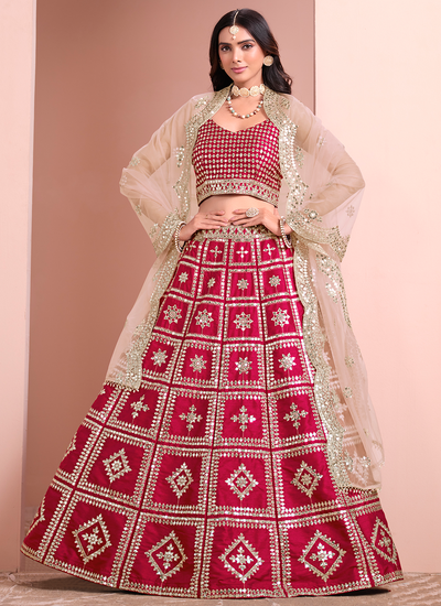 Art Silk Red Sequins Lehenga Choli For Engagement