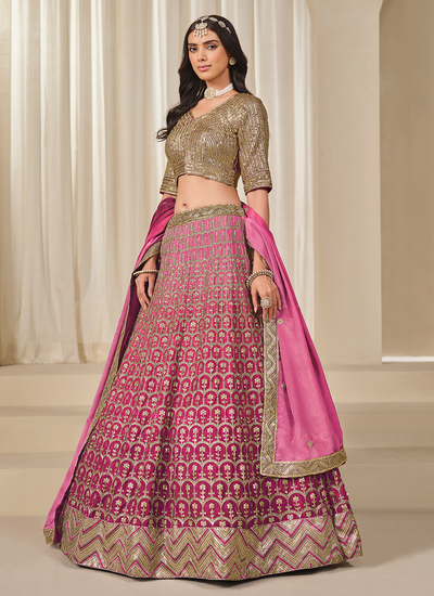 Rani Ombré Chinon Silk Sequins Embroidery Engagement Wear Lehenga Choli
