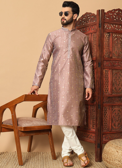 Jacquard Weaving Function Wear Kurta Pajama In Rose Taupe Color