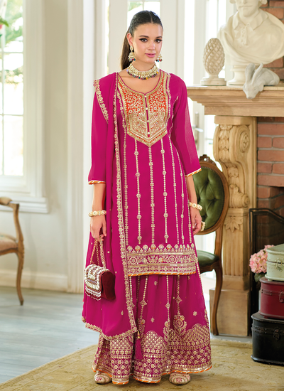 Rani Sequins Cording Embroidered Premimum Silk Readymade Wedding Palazzo Suit