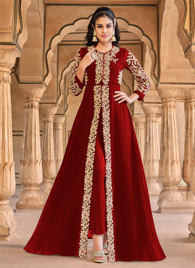 Blue Velvet Indian Sangeet Plus Size Palazzo Suit SFSTL22106 – Siya Fashions