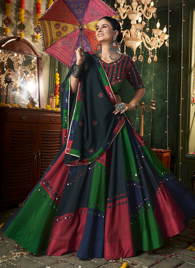 Gorgeous Multi-Color Mirror Work Cotton Navratri Lehenga Choli