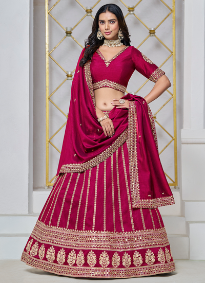 Magenta Festive Wear Art Silk Sequins Thread Embroidered Lehenga Choli