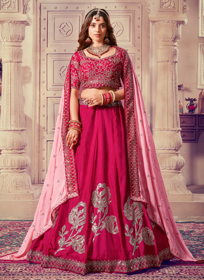 Premium Viscose Rani Sequins Embroidered Wedding Lehenga Choli