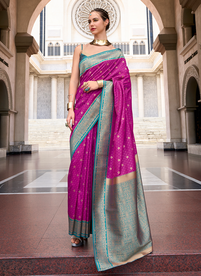 Soft Silk Weaving Purple Zari Weaving Border Rich Pallu Saree