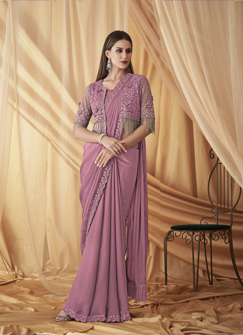 Party wear embroidered sarees hotsell