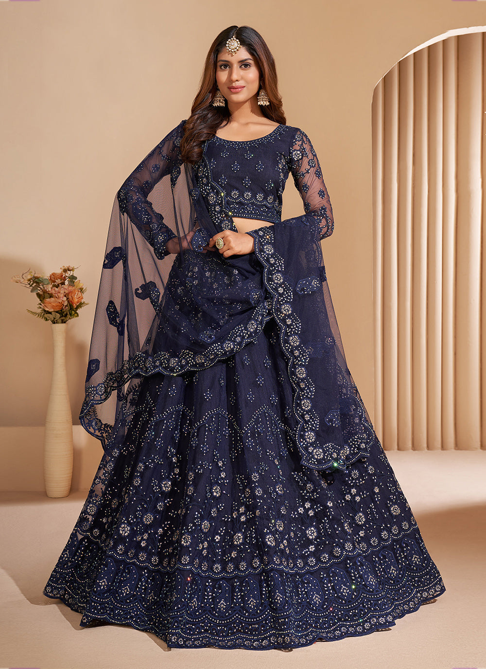 Navy blue lehenga choli hotsell