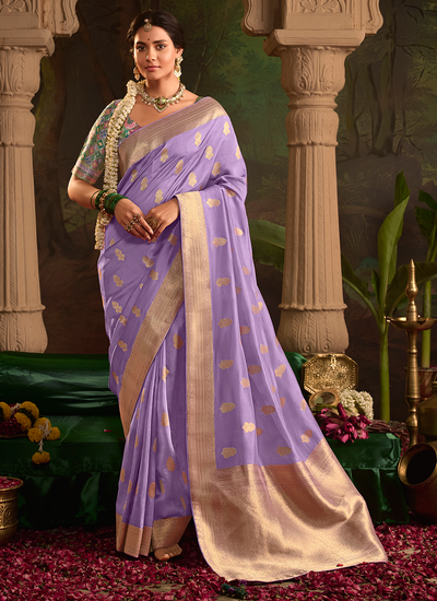 Bridesmaid Lavish Lavender Dola Silk Zari Weaving Saree