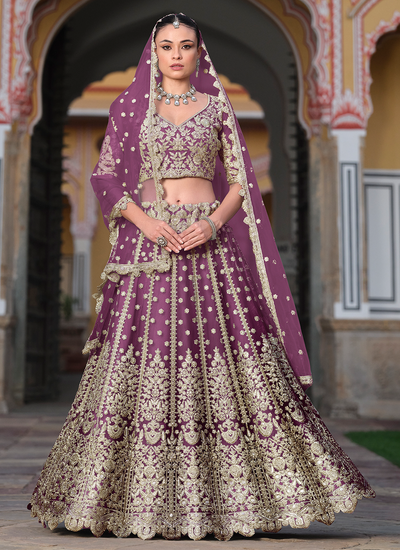 Butterfly Net Sequins Embroidered Engagement Wear Lehenga Choli In Purple